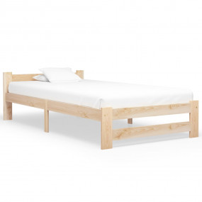 Bed Frame Natural Wood Solid Pine Wood, Plywood Twin To...