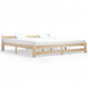 Bed Frame Natural Wood Solid pine wood, Plywood Double ...
