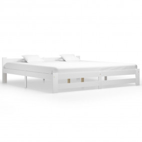 Bed Frame White Solid pine wood, plywood 79 x 79 in Dur...