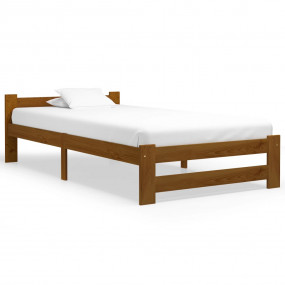 Bed Frame Honey brown Solid pine wood, plywood Single D...