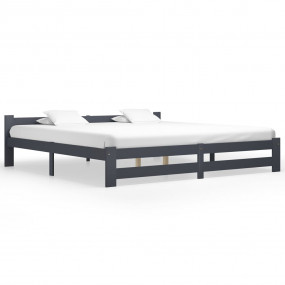 Bed Frame Dark Grey Solid pine wood, plywood Double Dur...