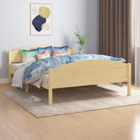 Bed Frame Natural Pine Solid pine wood and plywood 55 x...