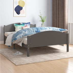 Bed Frame Dark grey Solid pine wood, plywood 47.2 x 78....