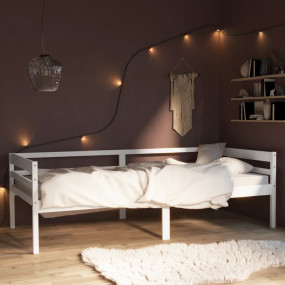 Bed Frame White Solid pinewood Twin Durable Bed Frame