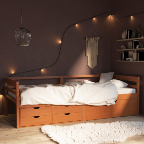 Bed Frame Honey brown Solid pine wood Twin Bed Frame