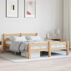 Bed Frame Natural Wood Solid pinewood, plywood 47.2x78....