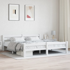 Bed Frame White Solid pinewood, plywood Super King Dura...
