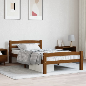 Bed Frame Honey brown Solid pinewood, plywood Twin Bed ...