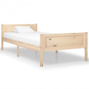 Bed Frame Natural Wood Solid Pinewood, Plywood 39.4 x 7...