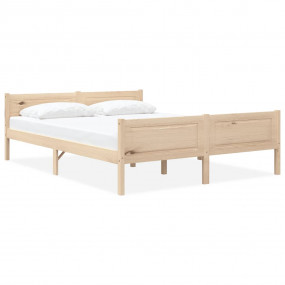 Bed Frame Natural Wood Solid Pinewood, Plywood Double
