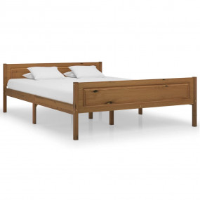 Bed Frame Honey brown Solid pinewood, plywood Double