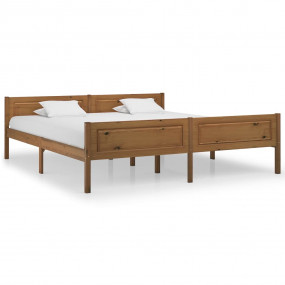 Bed Frame Honey Brown Solid pinewood, Plywood Super Kin...