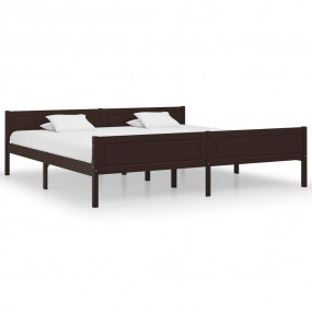 Bed Frame Dark Brown Solid Pine, Plywood Double Heavy D...