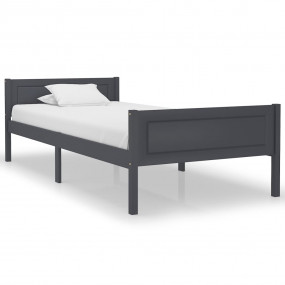 Bed Frame Grey Solid pinewood, plywood Twin