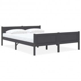 Bed Frame Grey Solid pinewood, plywood Double Tough Bed...