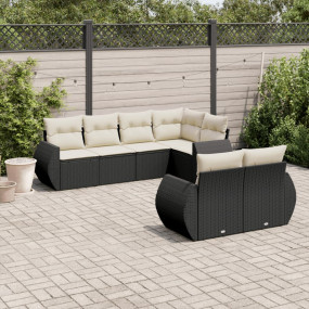 Garden Sofa Set Black, Cream White PE rattan, Powder-Co...