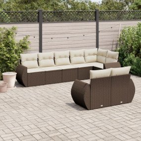 Garden Sofa Set Brown with cream white cushions