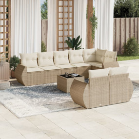 Garden Sofa Set Beige PE rattan Large Modular Garden So...