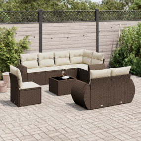 Garden Sofa Set Brown, Cream White