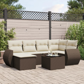 Garden Sofa Set Brown, Cream White