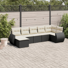 Garden Sofa Set Black and Cream White