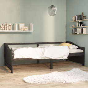 Day Bed Dark Grey Solid Pinewood 35.4x78.7in