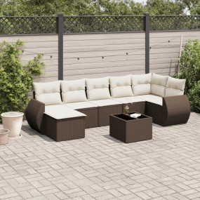 Garden Sofa Set Brown PE Rattan 8-Piece Set Modular
