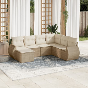 Garden Sofa Set Beige PE rattan Large Adjustable Feet