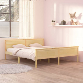 Bed Frame Natural Solid pine wood, plywood Super King W...