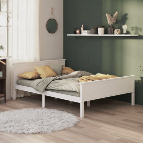 Bed Frame White Solid pine wood 63 x 79 in Durable Bed ...