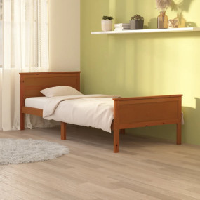 Bed Frame Honey Brown Solid pine wood, plywood Single B...