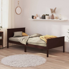 Bed Frame Dark brown Solid pine wood, plywood Twin Dura...