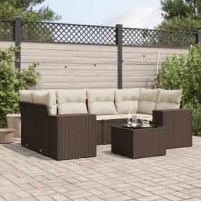 Garden Sofa Set Brown, Cream White