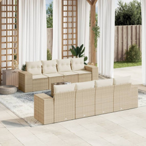 Garden Sofa Set Beige PE rattan Medium Modular Garden S...