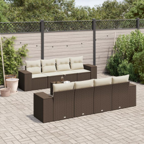 Garden Sofa Set Brown PE Rattan 9 Piece UV-resistant ma...