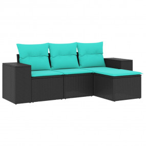 Patio Sofa Set Black, Blue