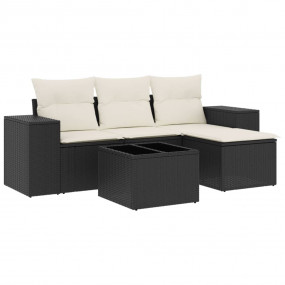 Garden Sofa Set Black, Cream White
