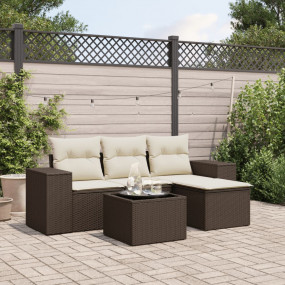 Garden Sofa Set Brown, Cream White