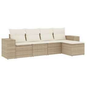 Garden Sofa Set Beige PE Rattan Medium Modular Garden S...