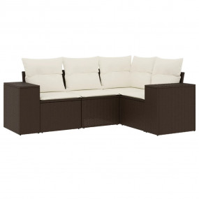 Garden Sofa Set Brown PE Rattan Standard Adjustable Fee...