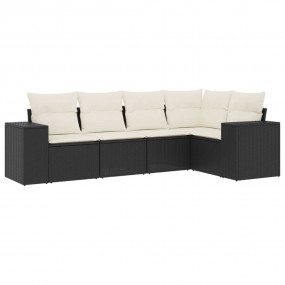 Garden Sofa Set Black PE rattan Large Modular