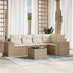 Garden Sofa Set Beige PE Rattan Large Modular Garden So...