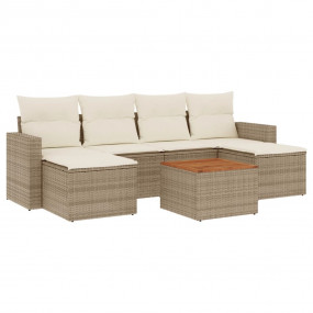 Garden Sofa Set Set of 7 Beige and Cream