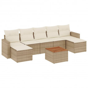 Garden Sofa Set Beige PE Rattan Large Modular Garden So...