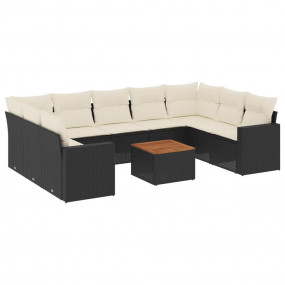 Garden Sofa Set Black PE rattan 10 Piece Set Modular