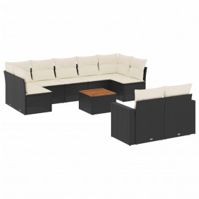 Garden Sofa Set Black PE rattan Large Adjustable Feet