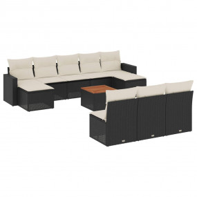 Garden Sofa Set 11 Pieces Black PE Rattan Large Modular