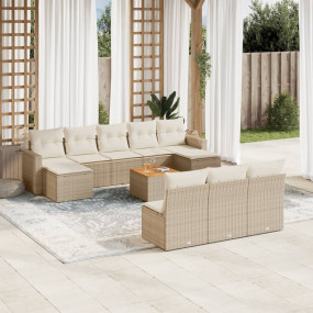 Garden Sofa Set Set of 11 Beige PE rattan Large Adjusta...