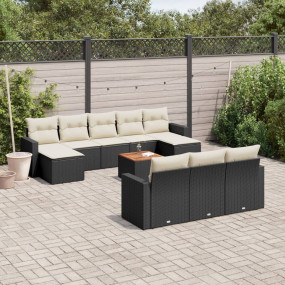 Garden Sofa Set Set of 11 Black PE Rattan Large Modular