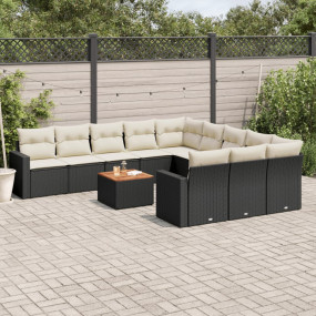 Garden Sofa Set Set of 12 Black, Cream White